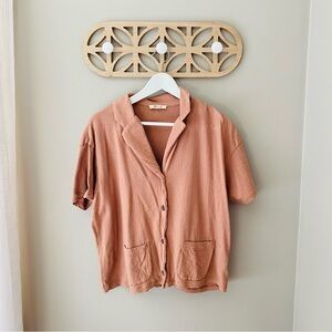 Madewell Plus Knit Lightspun Camp Shirt Pink/Clay Sz Small